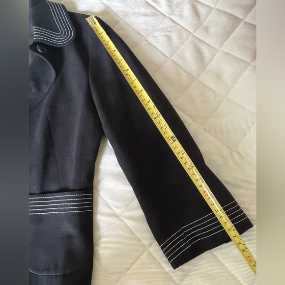 Zara black blazer jacket collared 3/4 sleeves two pockets stich accent US 10 - Picture 15 of 16